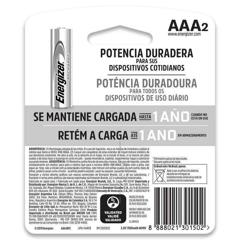 Blister-Aaax2-Pila-Recargable-700Mah-Energizer-AAA