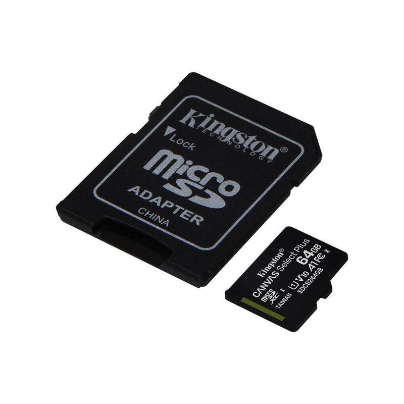 Tarjeta-De-Memoria-Micro-Sd-64Gb-Kingston-Canvas-Select-Plus-Uhs-I-Hc-Clase-10-U1--Adaptador-Sd-Tarjetas-de-Memoria