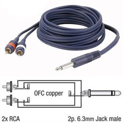 DAP AUDIO CABLE AUDIO  6.3MM ST A 2RCA M. 1.5MTS