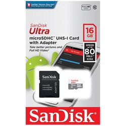 SANDISK TARJETA DE MEMORIA MICRO-SD 16GB  ULTRA HC CLASE 10 /ADAPTADOR SD