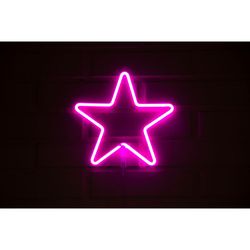 LETRERO ESTILO NEON ESTRELLA (ROSADO/USB/27,5X26,8CM)