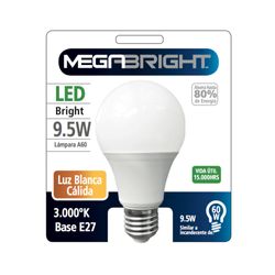 MEGABRIGHT AMPOLLETA LED 9.5W 3000K E27 (60W)