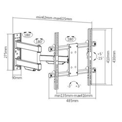 BRATECK SOPORTE LCD 32P - 55P MURO AJUSTABLE MOVIBLE BRAKET