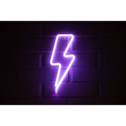 LETRERO ESTILO NEON RAYO (MORADO/USB/34,5X13CM)