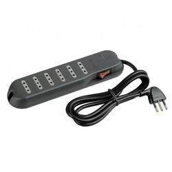 BTICINO ALARGADOR 1.5MT / 6 TOMAS, BLACK +  LUZ INDICADORA