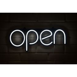 LETRERO ESTILO NEON OPEN  (BLANCO/USB/35.5X60.9CM)
