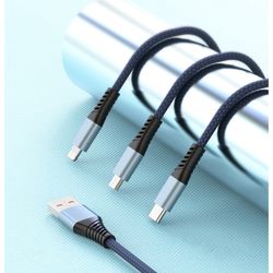 MASTER-G CABLE 3 EN 1 USB-A / MICROUSB+MICROUSB+LIGHTNING 12MT GRIS  MGCA31