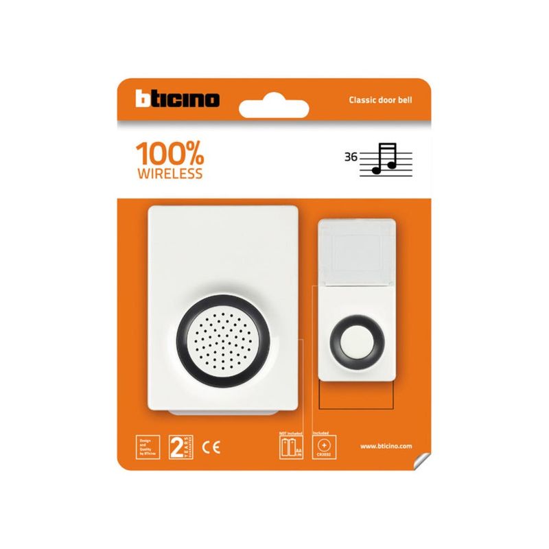 Timbre-Inalambriuco-Essential-100-Mts-Bco-32-Melodias-Bticino-Timbres-y-Video-Porteros