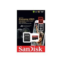 SANDISK TARJETA DE MEMORIA MICRO-SDXC 128GB  EXTREME PRO UHS-I C10 U3 V30 A2 /ADAPTADOR SD
