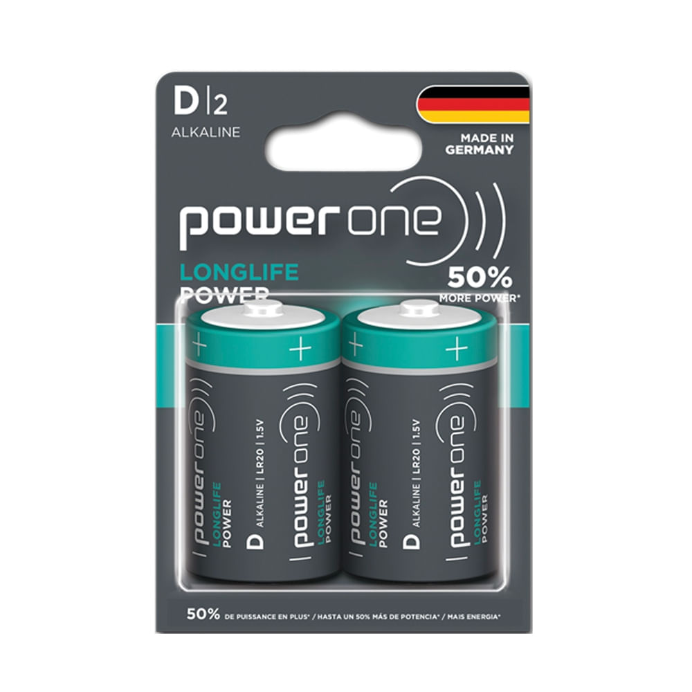 POWER ONE BLISTER PILAS ALCALINAS D X 2