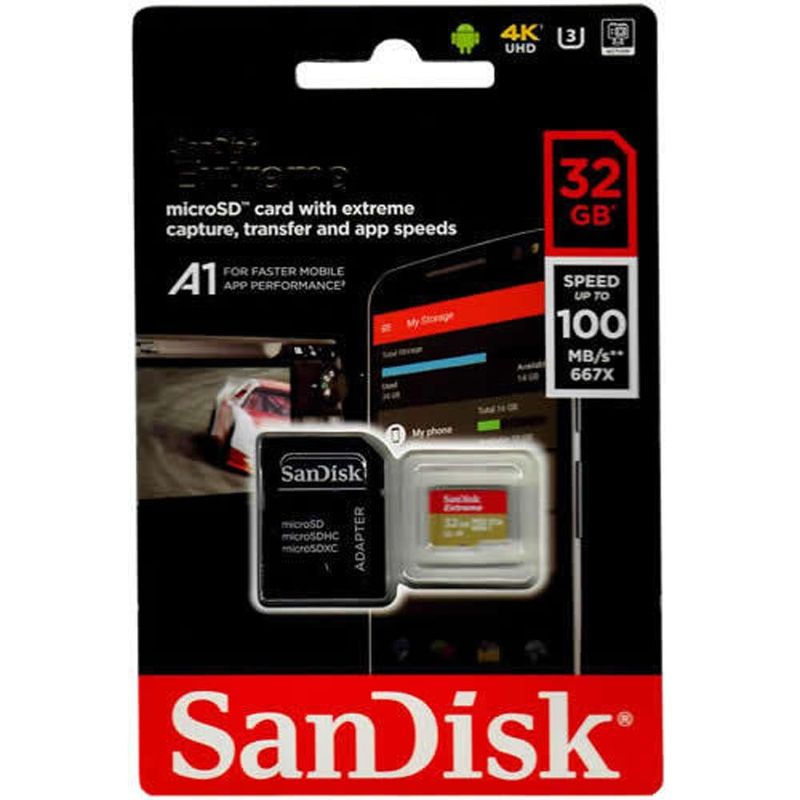 Tarjeta-De-Memoria-Micro-Sd-32Gb-Sandisk-Extreme-Uhs-I-U3-A1--Action-Cam---Adaptador-Sd-Tarjetas-de-Memoria