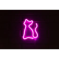 LETRERO ESTILO NEON GATO (ROSADO/USB/17X23,5CM)