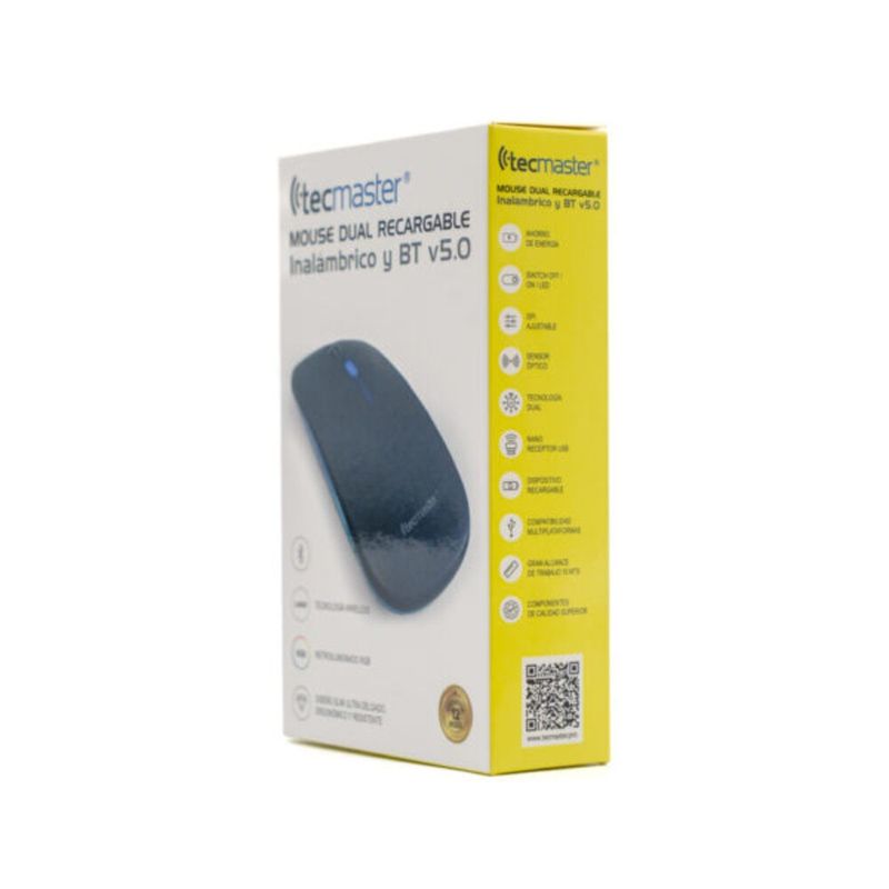 TECMASTER MOUSE RECARGABLE PLANO RGB INALAMBRICO DUAL USB TRANSMISOR BLUETOOTH TM 100516 BK casaroyal.cl Casa Royal