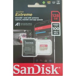 SANDISK TARJETA DE MEMORIA MICRO-SD 128GB  EXTREME UHS-I U3 A2 (MOBILE) /ADAPTADOR SD