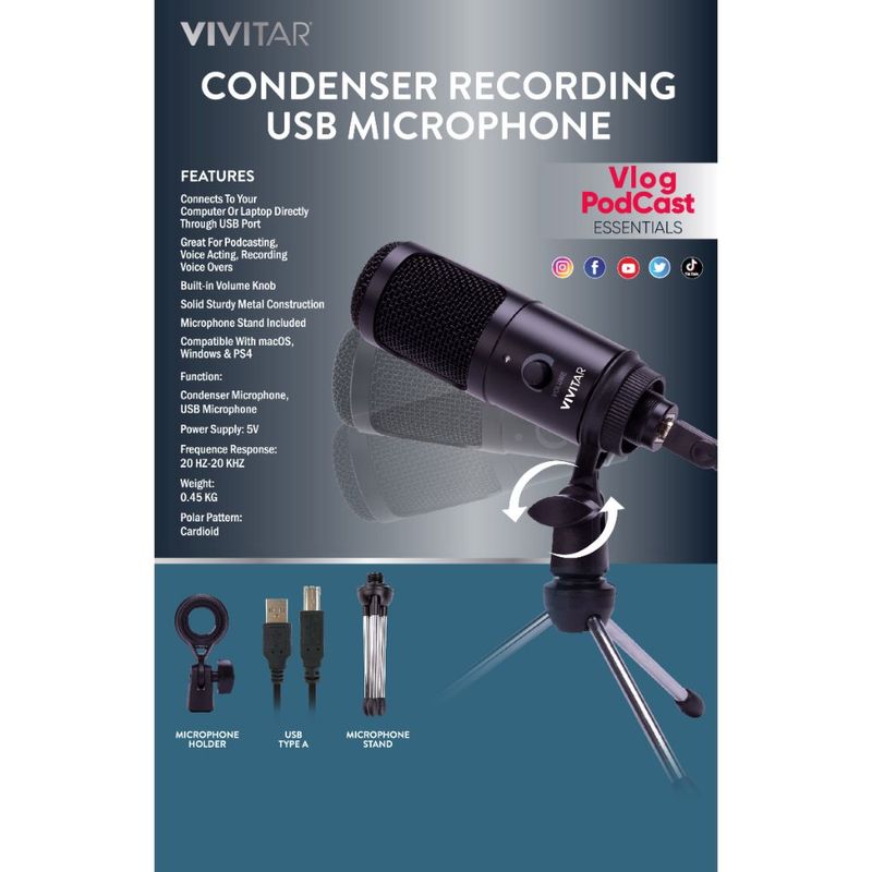 VIVITAR MICROFONO CONDENSADOR USB casaroyal.cl Casa Royal