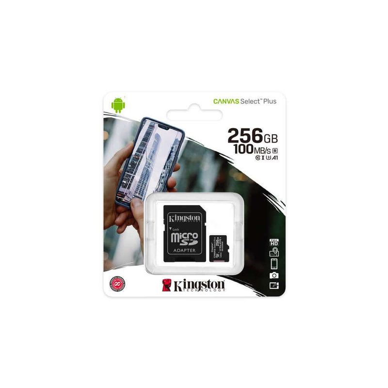 Tarjeta-De-Memoria-Micro-Sd-256Gb-Kingston-Canvas-Select-Plus-Uhs-I-Hc-Clase-10-U1--Adaptador-Sd-Tarjetas-de-Memoria