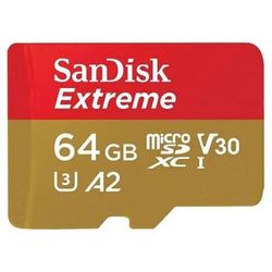 SANDISK TARJETA DE MEMORIA MICRO-SD 64GB  EXTREME UHS-I U3 A2 (MOBILE) /ADAPTADOR SD