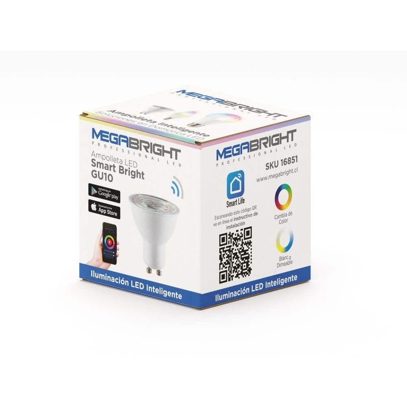 MEGABRIGHT AMPOLLETA SMART LED GU-10 5W | Casaroyal.cl - Casa Royal