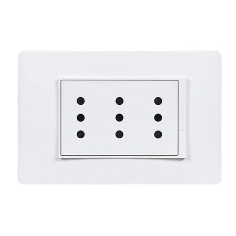 Bticino-Pu1313-Placa-Enchufe-3-Tomas-2P-T-10A-Blanco-Enchufes
