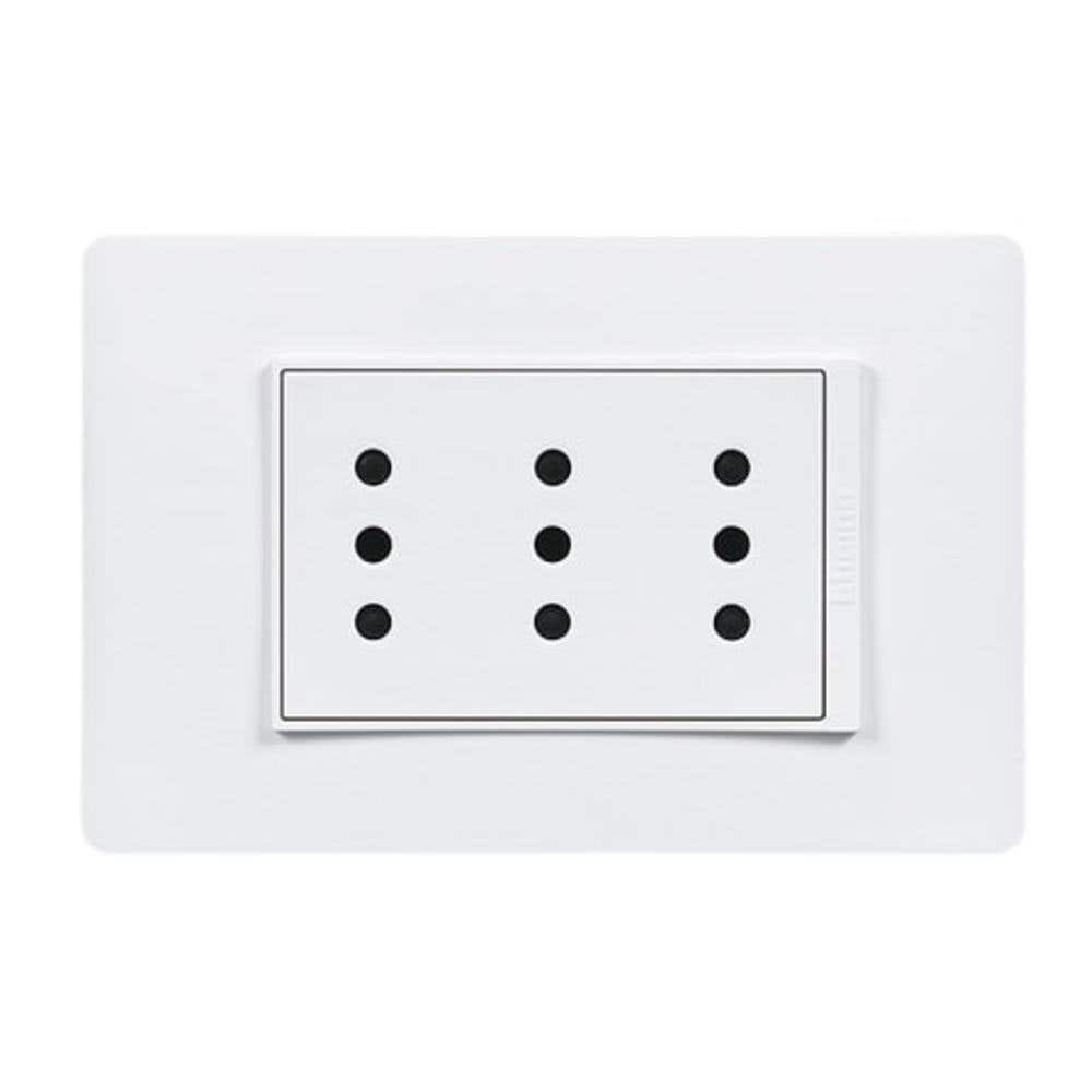 BTICINO  PU1313 PLACA ENCHUFE 3 TOMAS, 2P+T, 10A, BLANCO