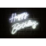 Letrero Estilo Neon Happy Birthday (Blanco/Usb/41X19Cm Y 56.8X19.6Cm) Letreros
