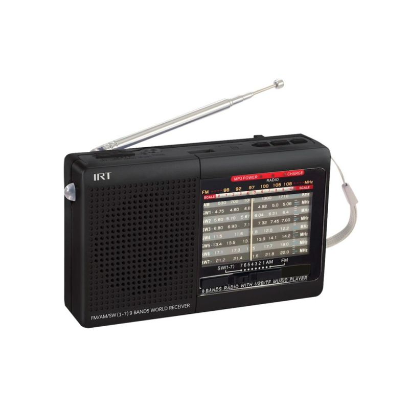 Radio Am/Fm/Sw/Usb/Msd  9 Bandas Recargable Negra Radios Portátiles