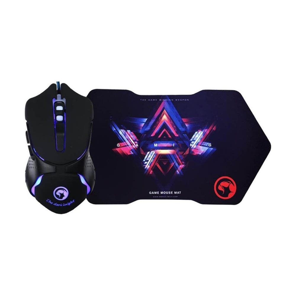 MARVO KIT MOUSE + MOUSE PAD  ALÁMBRICO M309+G7 USB 800 - 2400 DPI BLACK