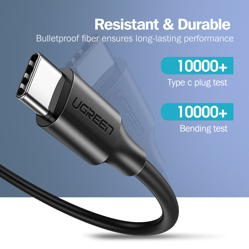 UGREEN CABLE DE DATOS USB-C 2.0 MACHO A USB-C 2.0 MACHO 3A NEGRO