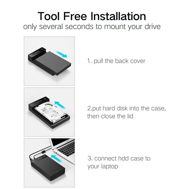 Case para Disco Duro USB 3.0 a SATA de 2,5  Ugreen