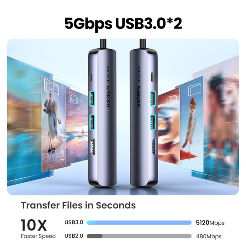 Multipuerto-Usb-C----1Hdmi-4K-60Hz-----2Usb-3.0-----1In-Usb-C-Pd--Aluminio-Ugreen-Cm418-Cables-Adaptadores-y-Hub
