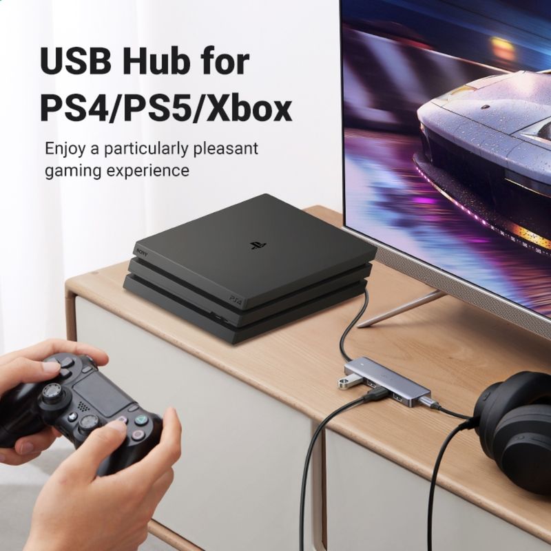 Hub-Usb-A---4-Usb-A-3.0---Powerport--Aluminio-Ugreen-Cm219-Cables-Adaptadores-y-Hub