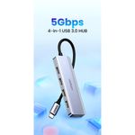 Hub Usb-C / 4 Usb-A 3.0 Aluminio Ugreen Cm219 Cables Adaptadores y Hub