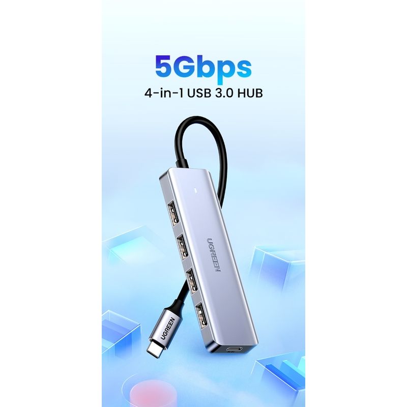Hub Usb-C / 4 Usb-A 3.0 Aluminio Ugreen Cm219 Cables Adaptadores y Hub