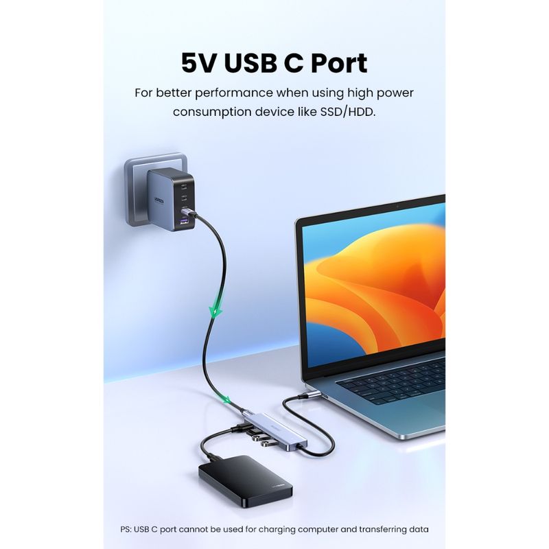 Hub Usb-C / 4 Usb-A 3.0 Aluminio Ugreen Cm219 Cables Adaptadores y Hub