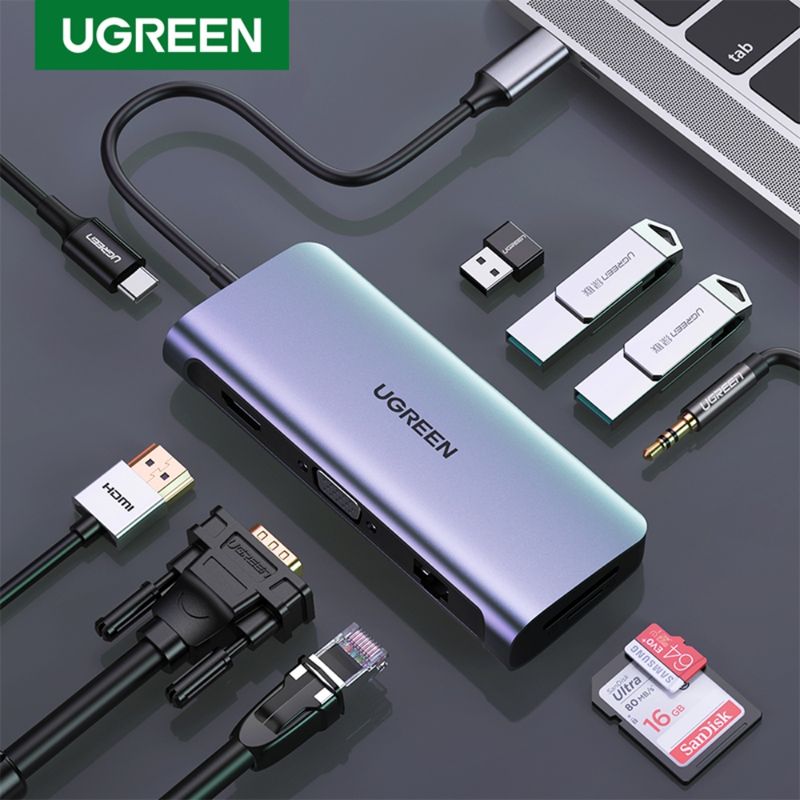 UGREEN Adaptador Hub USB-C a USB 3.0 A + HDMI + SD + AUX