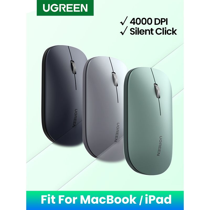 Mouse-Inalambrico-Ultra-Slim-Gris-Claro-Ugreen-Mu001-Mouse-y-Presentadores