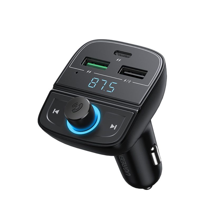 UGREEN TRANSMISOR FM/BLUETOOTH Y CARGADOR DE COCHE + RANURA TF