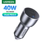 Cargador-Automovil-2Usb-C-Carga-Rapida-40W-Max-Aluminio-Ugreen-Cd213-Cargadores-de-Telefonia