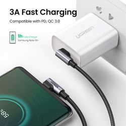 UGREEN CABLE DE DATOS 3A  USB-C 2.0 MACHO ANGULADO A USB-C 2.0 MACHO ANGULADO (2M)