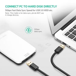 UGREEN CABLE M/M 3.0 USB-A/USB-A 2M NEGRO  US128