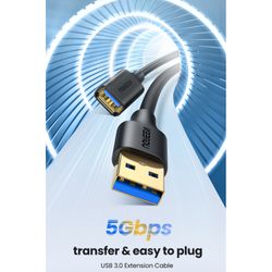 UGREEN CABLE EXTENSION M/H 3.0 USB-A/USB-A 2M NEGRO  US129