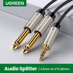 UGREEN CABLE DE AUDIO JACK ESTEREO 3.5MM/2JACK 6.3MM MONO 2M GRIS  AV126