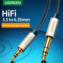 UGREEN CABLE DE AUDIO JACK 3.5MM/JACK 6.3 ESTEREO M/M 2M NEGRO  AV127