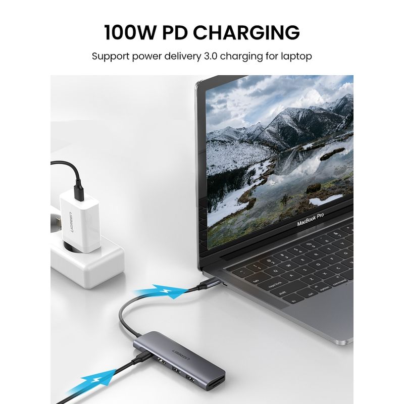 Adaptador Usb C 6 En 1 Multipuerto Ugreen Hub Usb C Hdmi 4k