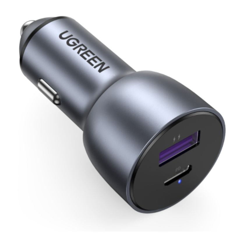 UGREEN CARGADOR DE COCHE RÁPIDO USB-C PD+USB-A QC (30+22,5)W