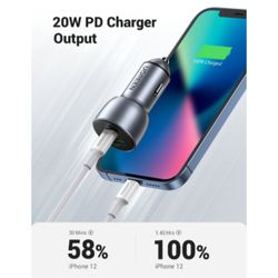 UGREEN CARGADOR RÁPIDO PARA AUTO USB-C PD+USB-A QC (30+22,5)W