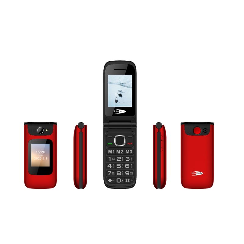 Seniorphone 4G Clamshell Batt 1450Mah Rojo Introtech Adulto Mayor