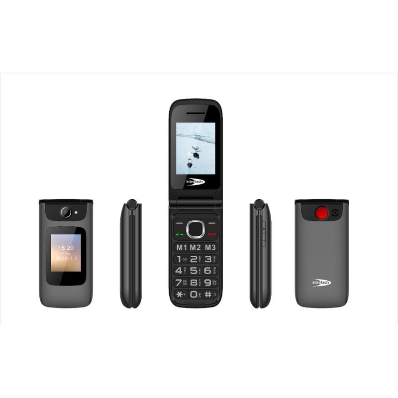Seniorphone 4G Clamshell Batt 1450Mah Gris-Negro Introtech Adulto Mayor