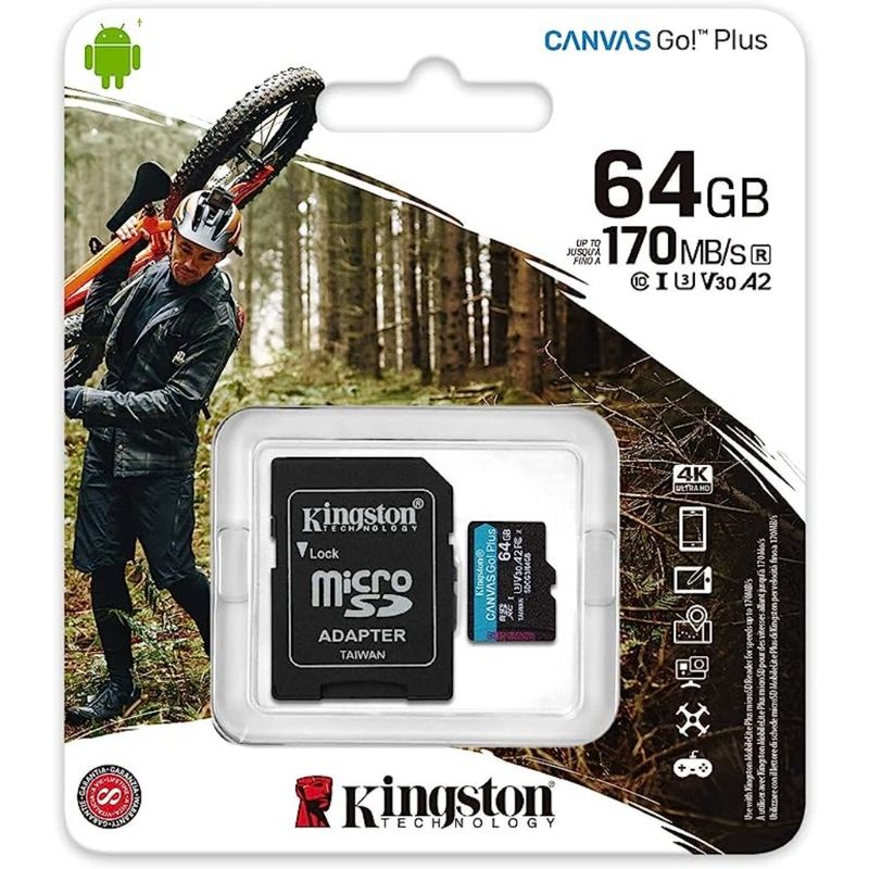 Tarjeta de Memoria KINGSTON Micro SD 64GB Clase 10 Con Adaptador