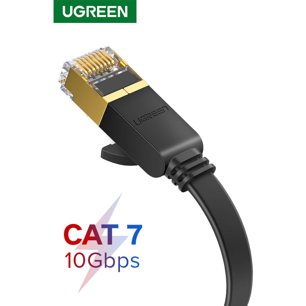 CABLE DE RED UGREEN PLANO CAT 7 U/FTP ( NW106 ) RJ45 - 15 METROS - BLACK (  11266 )